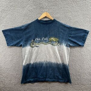 Global Generation Napali Dragon Vintage T-Shirt Size Large Tie Dye Blue Gray XL